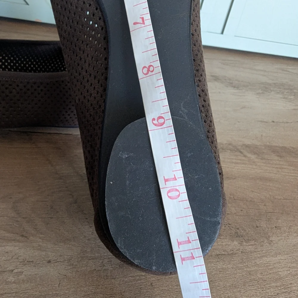 Stuart Weitzman Brown Perforated Slip-On Flats
